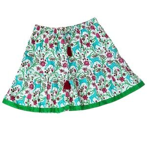 La Plage Short A-Line Print Skirt with Elastic Waist Size Medium